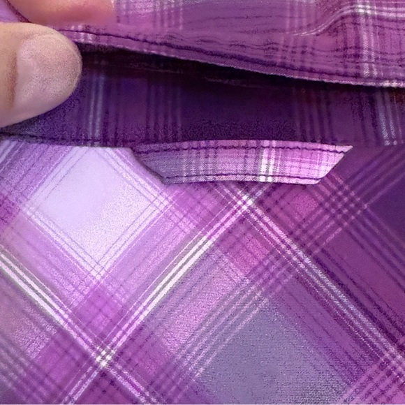 Deluth women’s Purple Plaid Button-Up Shirt size 4x nylon moisture wicking - Picture 8 of 14